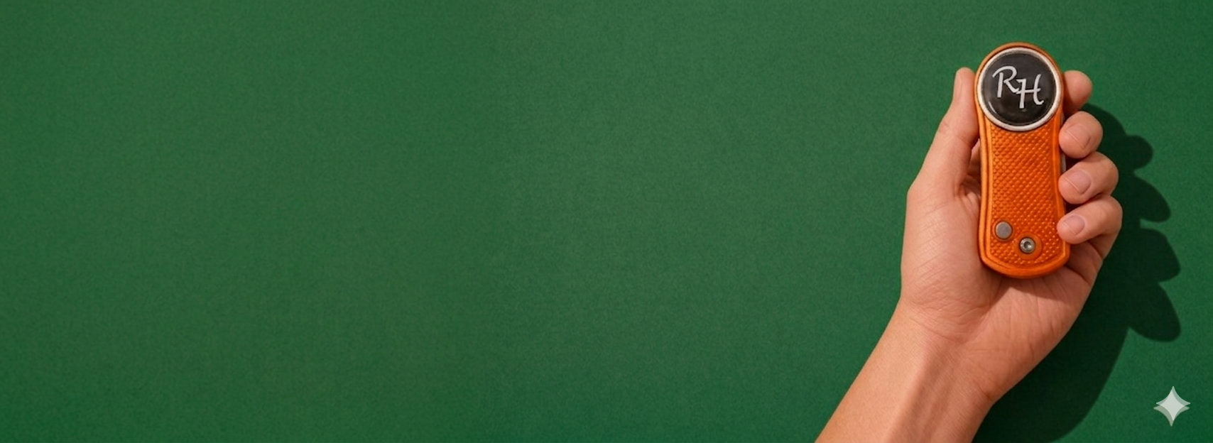 Personalisierte Pitchgabel in der Hand